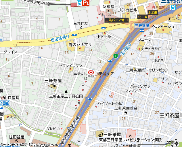 世田谷支店付近の地図